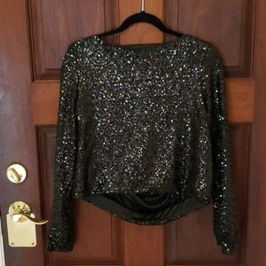 La Cité Draped Back Sequin Blouse - Large